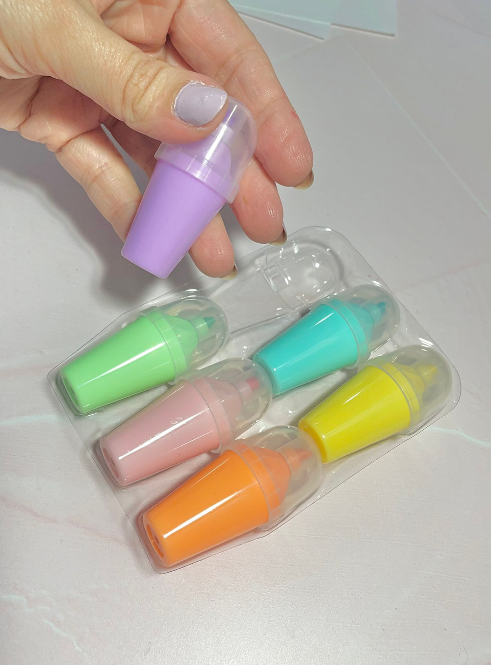 Marcador resaltadores mini helados x6 en cajita