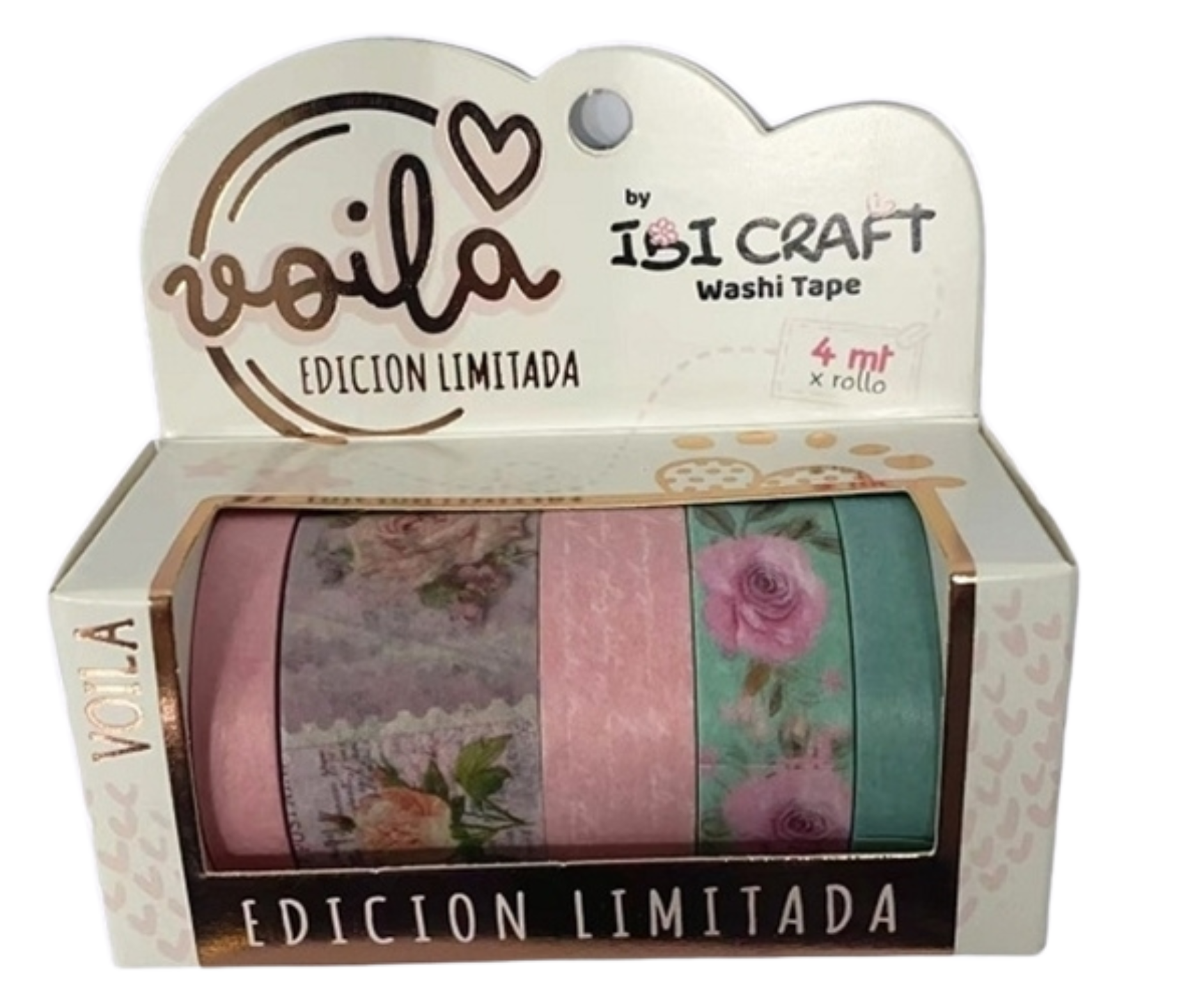 Cinta Washi Adhesiva Ibi Craft Pack X5 Serie Rosas EDICION LIMITADA