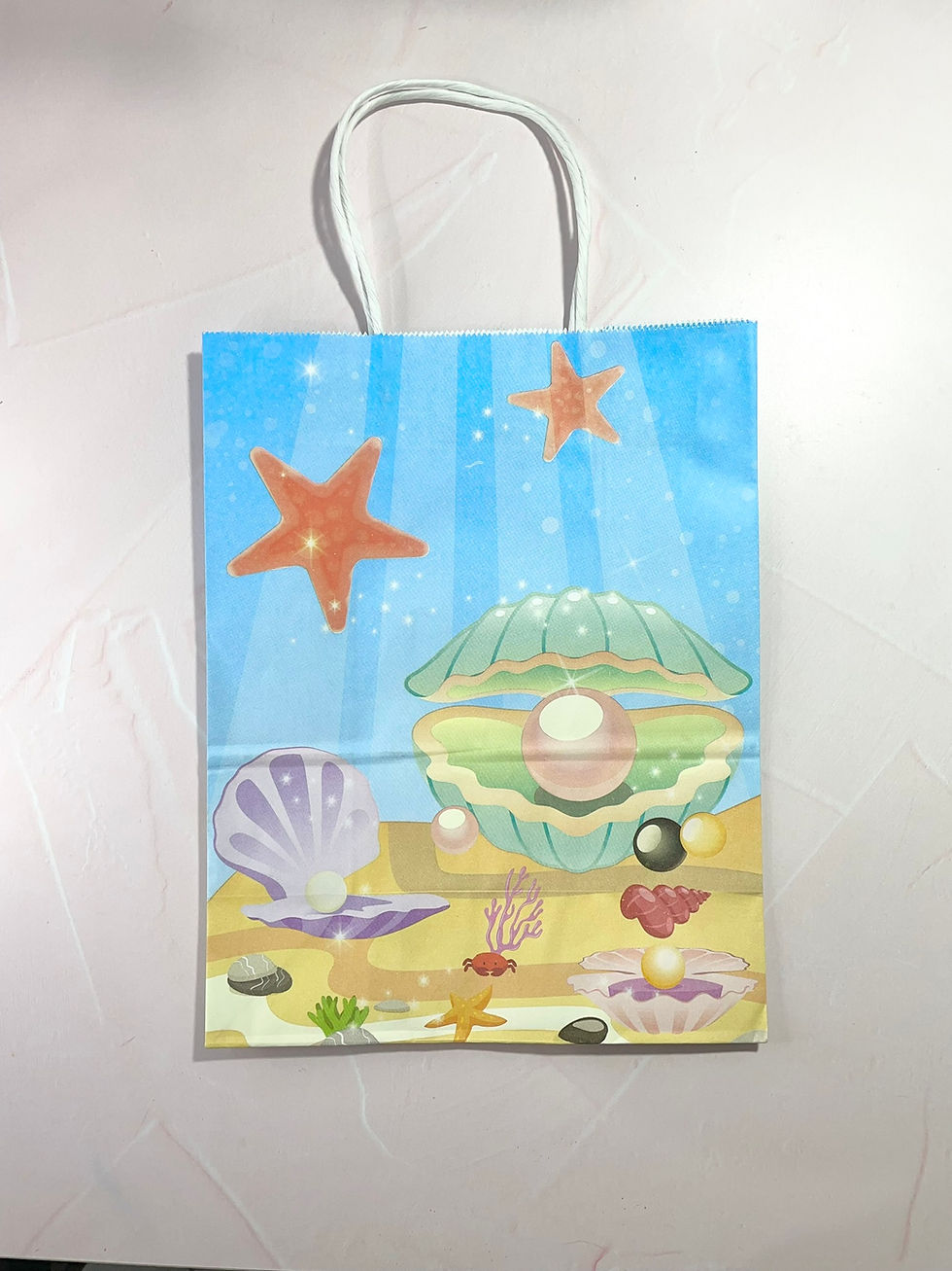 Miniatura: Bolsa de papel MEDIANA con asa, fondo del mar
