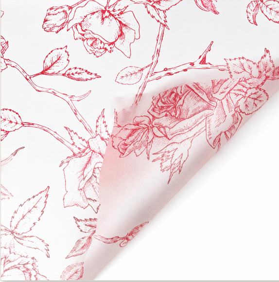 Papel COREANO x20 ROSADO CON FLORES FUCSIA 56x56cm