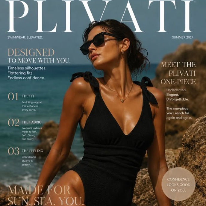 Plivati Katija Swimsuit Black Crinkle