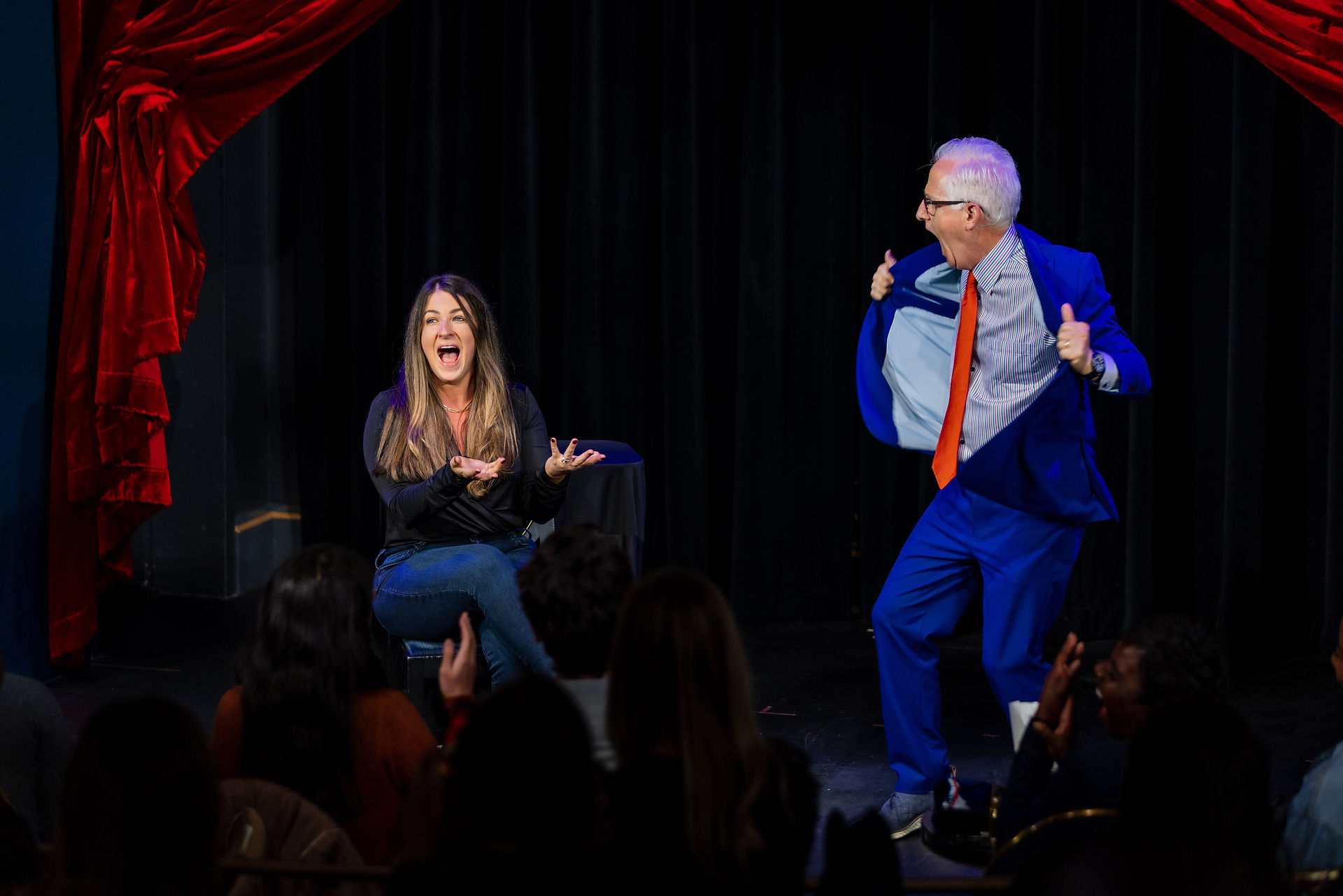 Corporate magician Danny Orleans performing on the Harry Blackstone Cabaret Stage at the Chicago Magic Lounge. Photo by James Murphy for Trainman Photography.