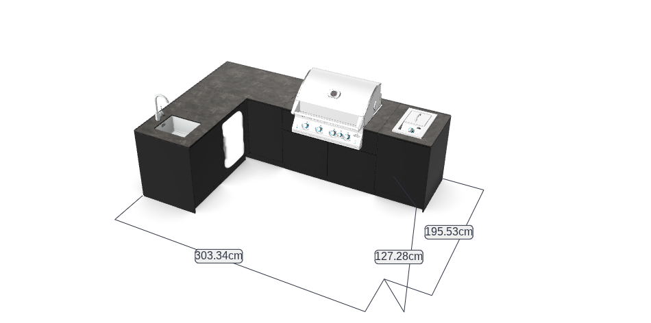 Thumbnail: Anguli 5-PC Outdoor Corner Kitchen Black with Napoleon 700 Series
