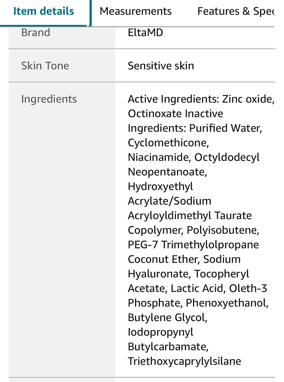 EltaMD sunscreen - chemical ingredients