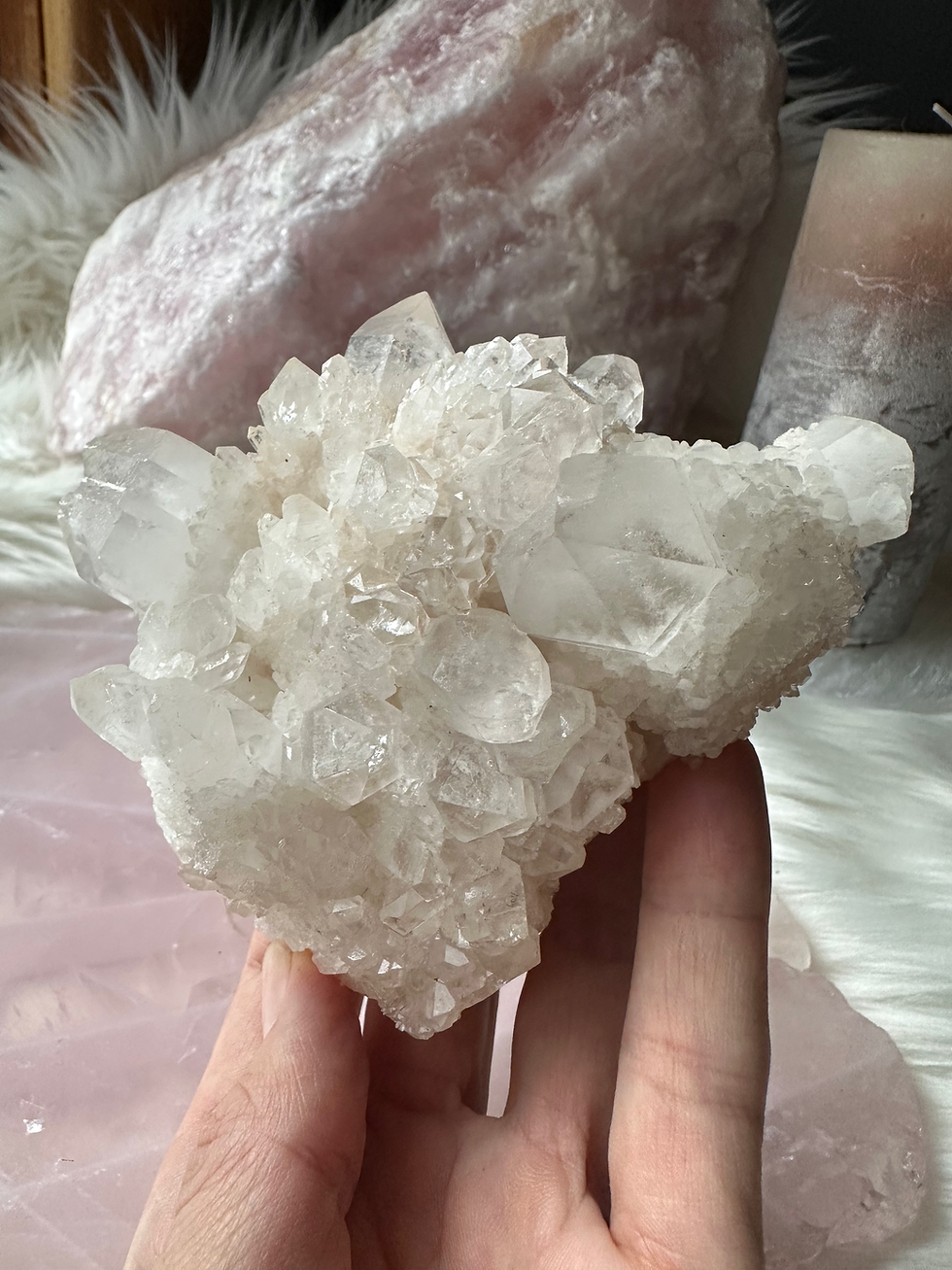 Thumbnail: Rare large Sugar/ Candle Quartz Crystal Cluster from Madagascar Africa 
