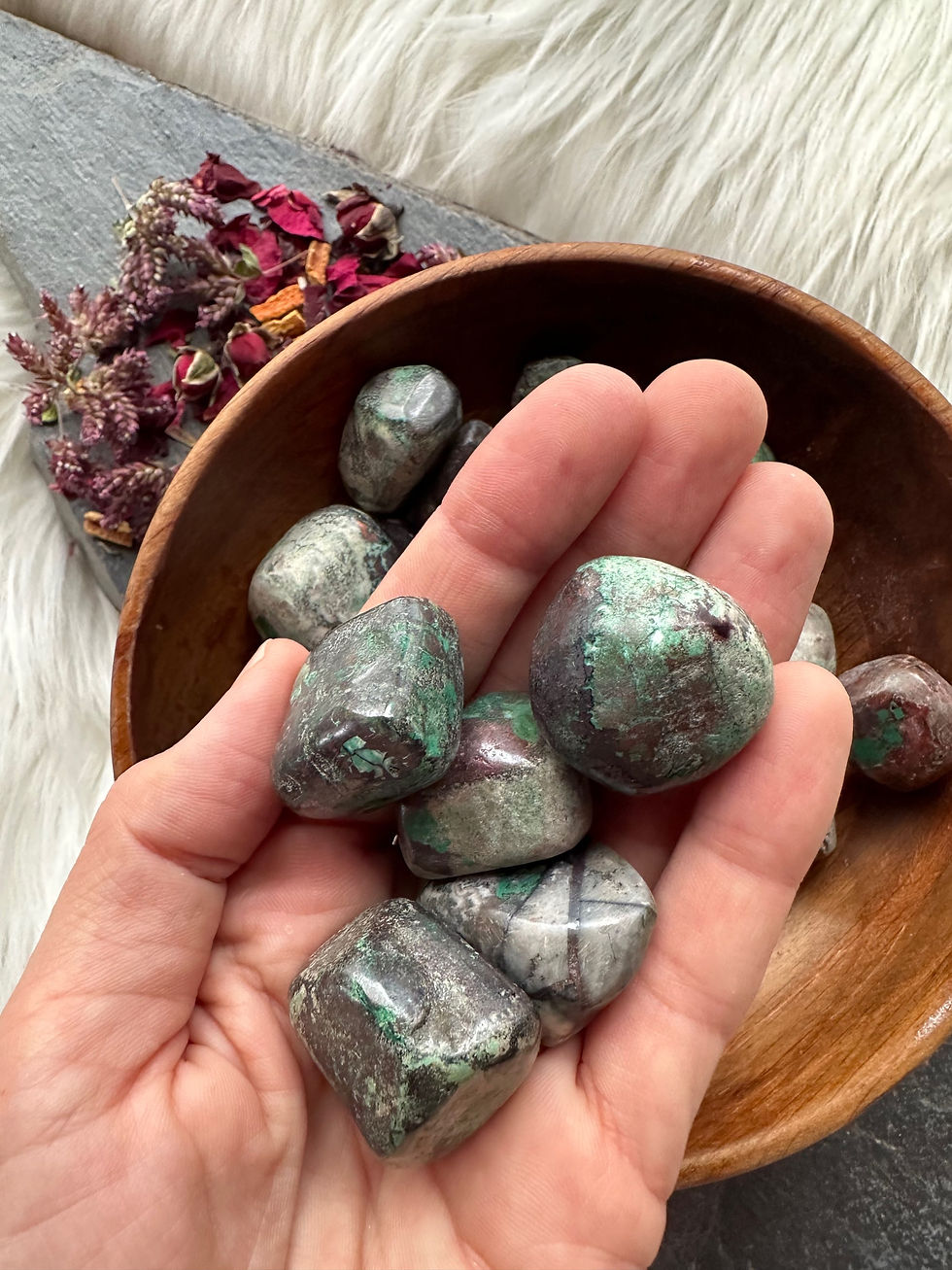 Thumbnail: Cobalton Dolomite Malachite Tumble, Africa 