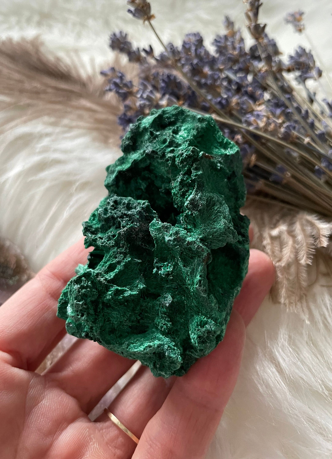 Silky malachite crystal specimen from Congo Africa, raw crystals and gemstones c