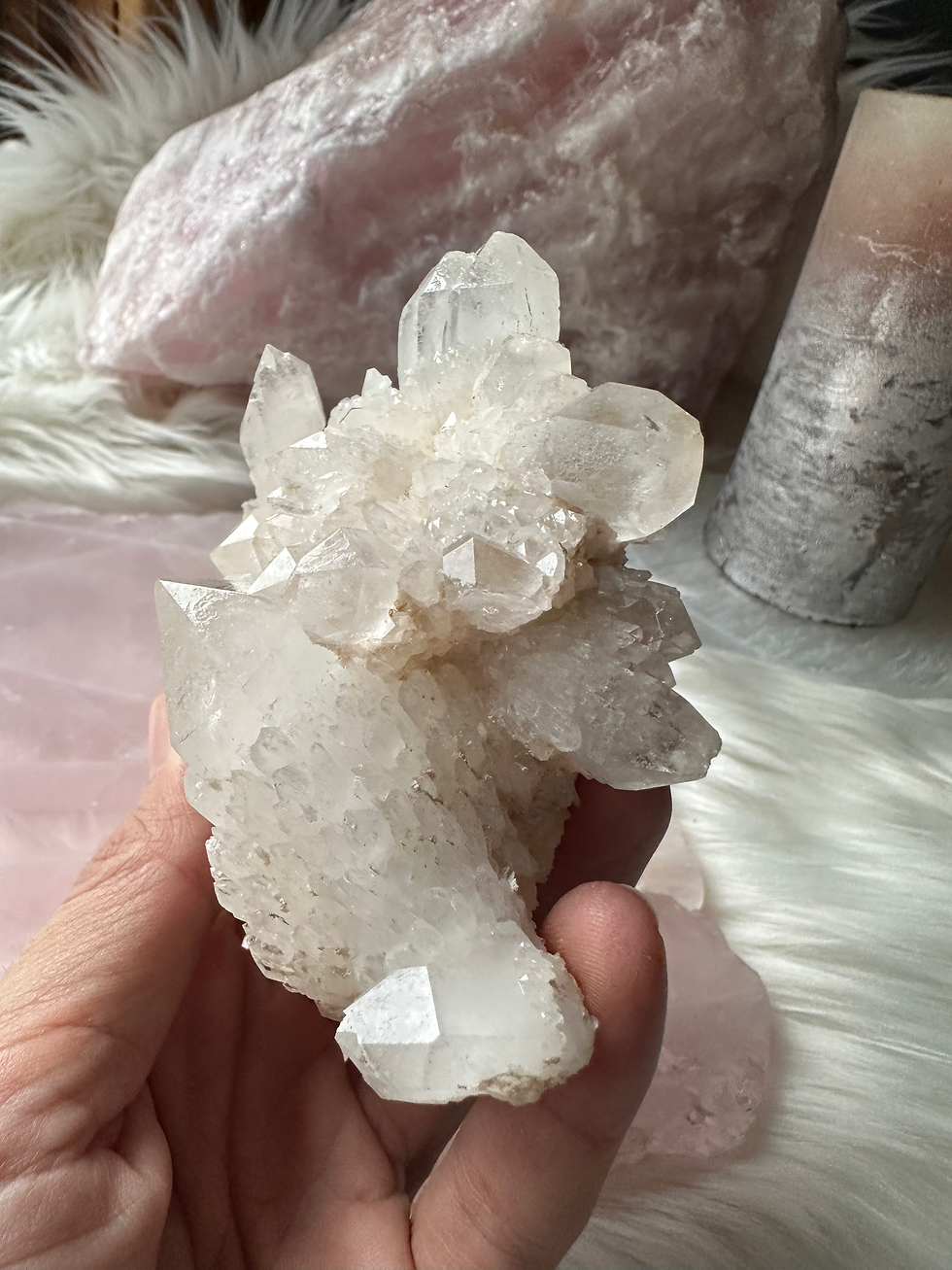 Thumbnail: Rare large Sugar/ Candle Quartz Crystal Cluster from Madagascar Africa 