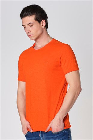 Küçük resim: Duca Blanca Sıfır Yaka Pis Kesim Filamlı Pamuk T-Shirt ORanj DBK121277