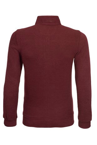 Küçük resim: ERKEK FERMUARLI DESENLİ JAKARLI ÖRME SWEATSHİRT BORDO D-2010