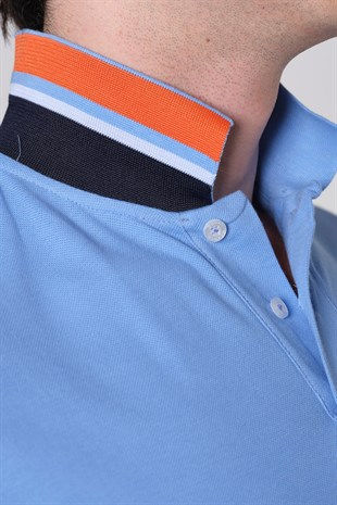 Küçük resim: Duca Blanca Yaka Altı Çizgili Polo Yaka T-Shirt Aqua DBK131394