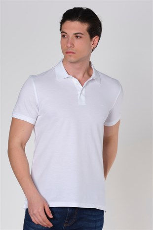 Küçük resim: Duca Blanca Göğüs Nakışlı Klasik Pike Polo Yaka T-Shirt Beyaz DBK19131025