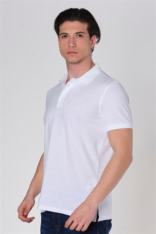 Küçük resim: Duca Blanca Göğüs Nakışlı Klasik Pike Polo Yaka T-Shirt Beyaz DBK19131025