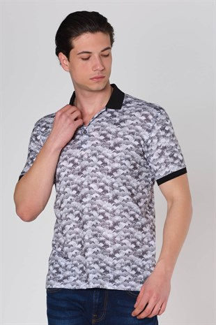Küçük resim: Duca Blanca Dijital Baskılı Desenli Polo Yaka T-Shirt Antrasit DBK131300