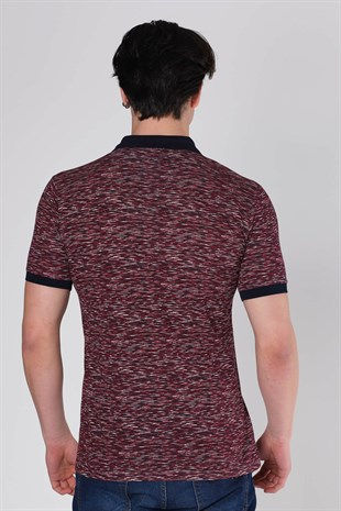 Küçük resim: Duca Blanca Reaktif Baskılı Gizli Cepli Pamuk Polo Yaka T-Shirt Bordo DBK131343