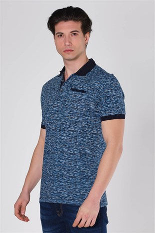 Küçük resim: Duca Blanca Reaktif Baskılı Gizli Cepli Pamuk Polo Yaka T-Shirt Lacivt DBK131343