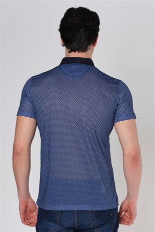 Küçük resim: Duca Blanca Dijital Baskılı Desenli Polo Yaka T-Shirt Lacivert D-1148