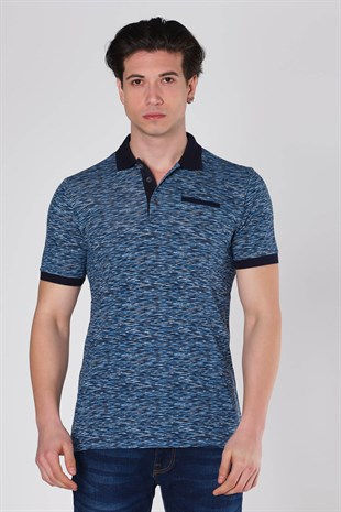 Küçük resim: Duca Blanca Reaktif Baskılı Gizli Cepli Pamuk Polo Yaka T-Shirt Lacivt DBK131343