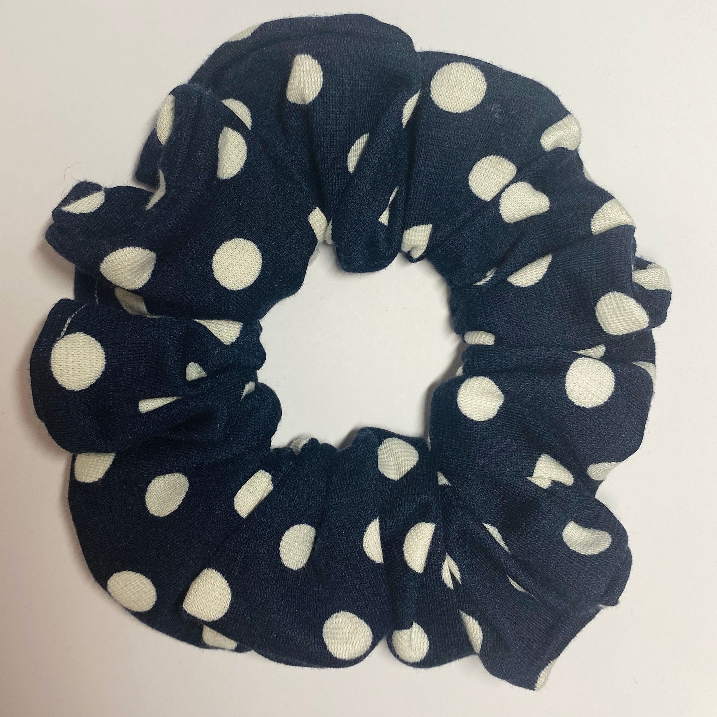 Navy & White Polka dot Scrunchie