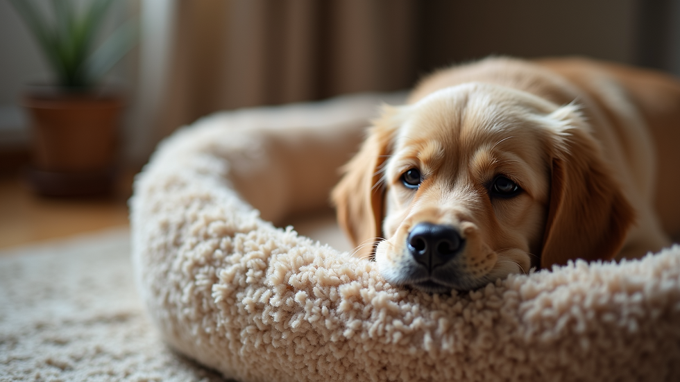 Close-up view of a dog bed with a plush design