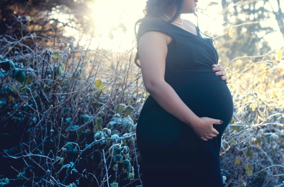 pregnant woman in winter setting