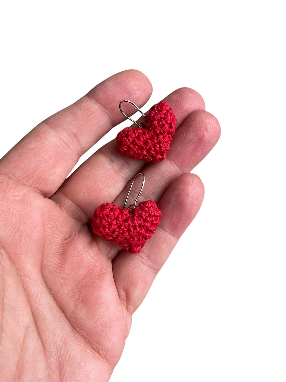 Miniatura: Brinco Coração de Amigurumi com Prata 925