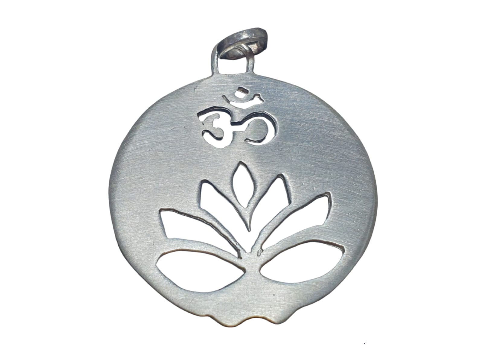 Pingente Mandala Flor de Lotus Om de Prata