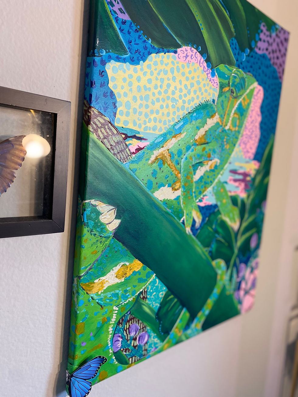 abstract bright chameleon jungle home decor