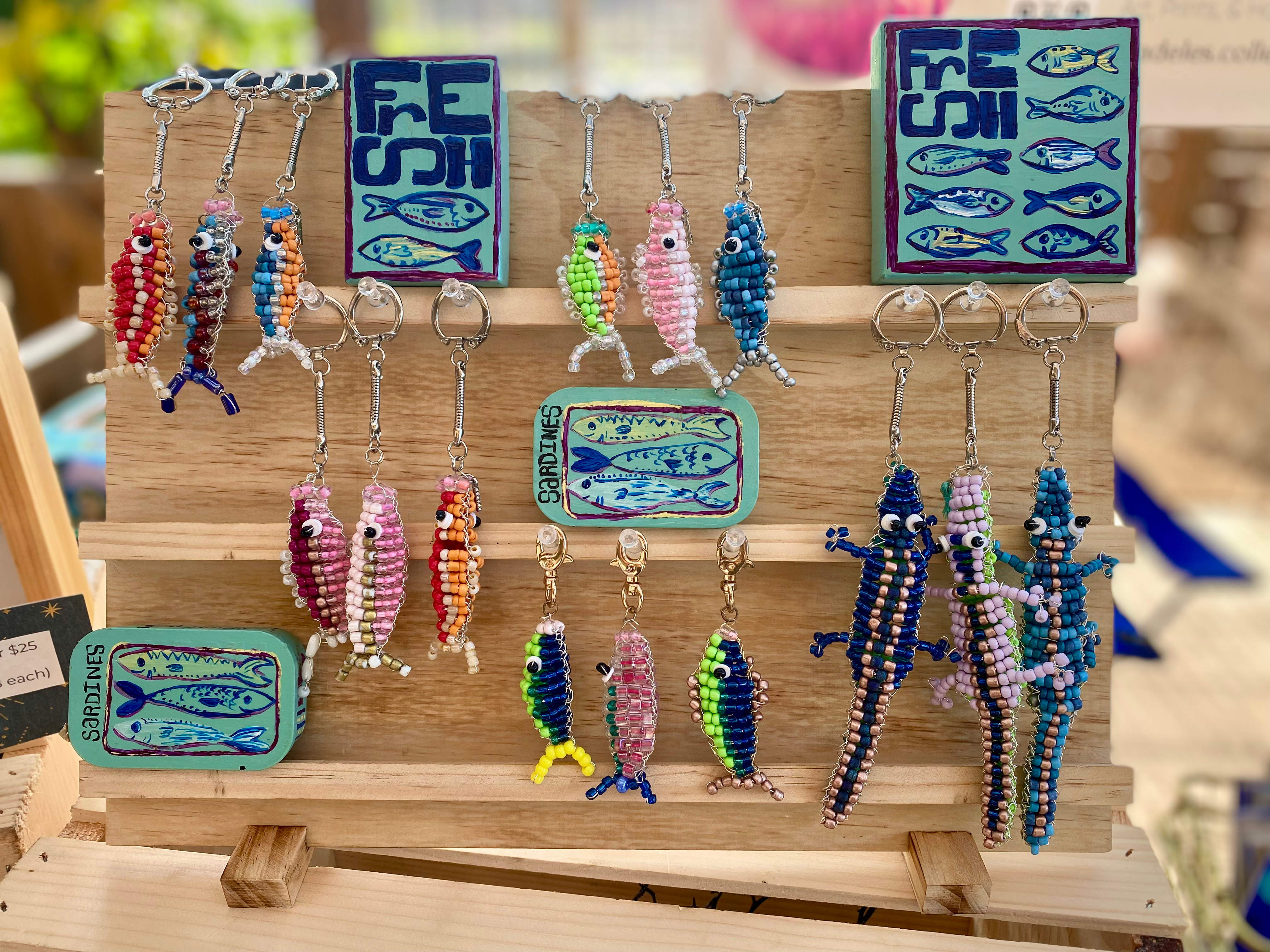 Beaded fish bag charms