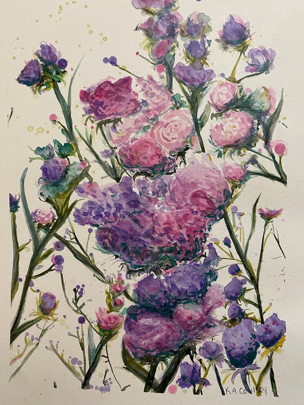 Thumbnail: Wildflowers watercolor original 9x12