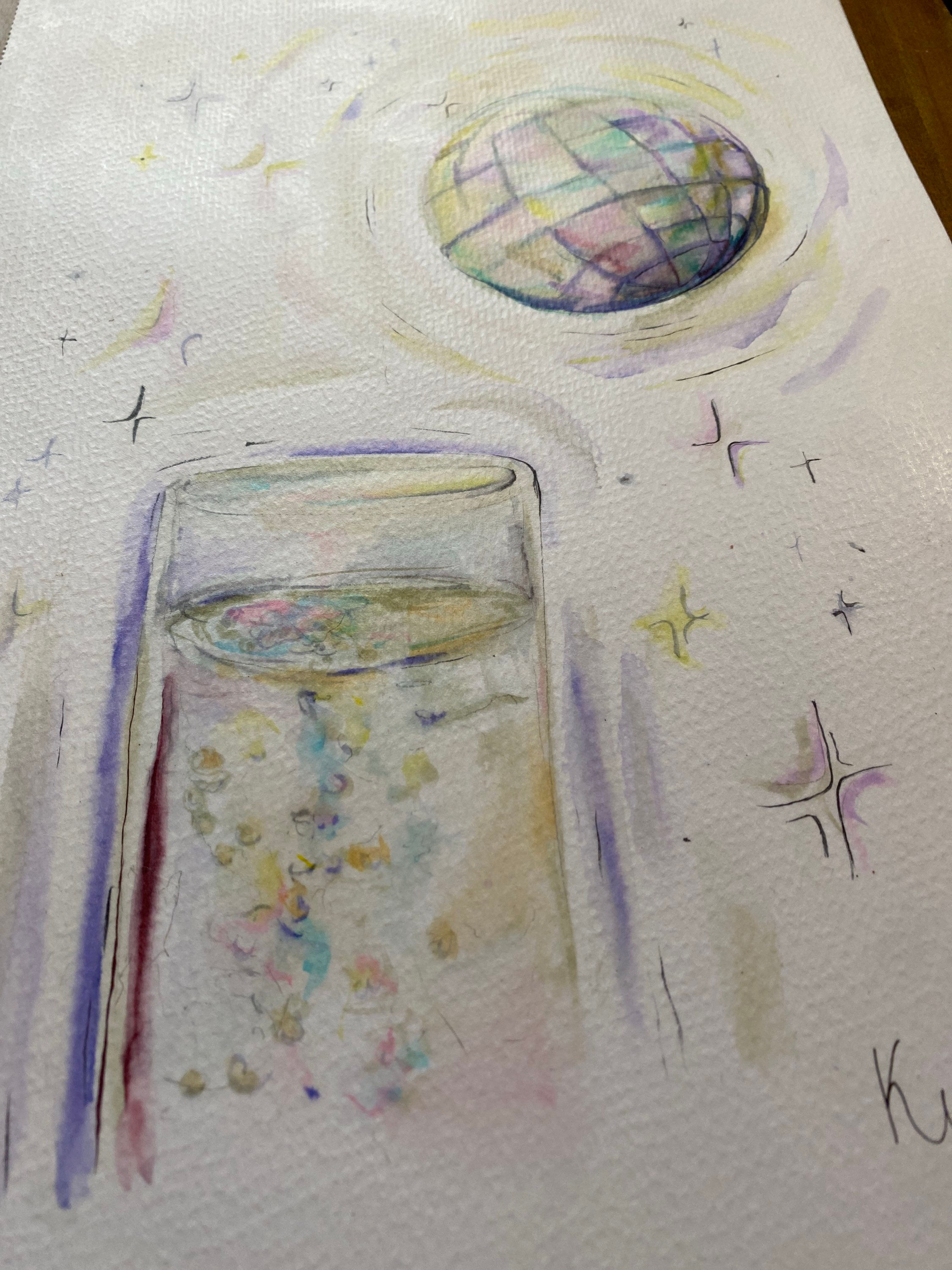 Champagne Dreams watercolor original 9x12
