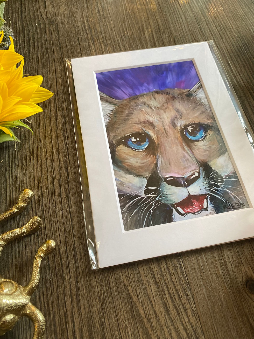 big cat purple background art print
