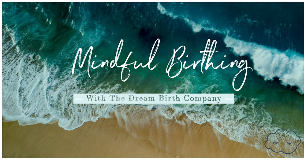 ocean waves by beach viewed from above. Mindful birthing with the Dream Birth Company