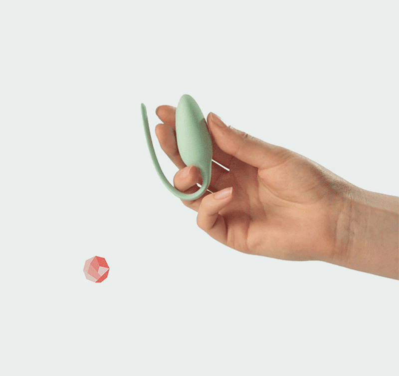demonstration of the pelvic floor trainer moving with a ball moving up and down
