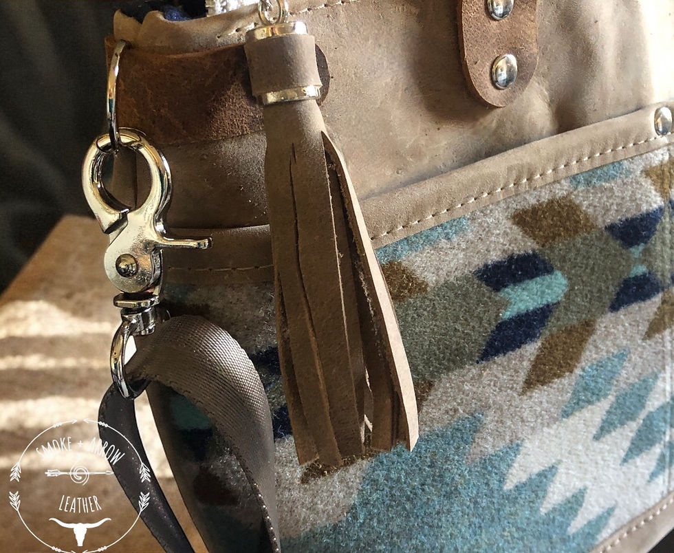 Thumbnail: Leather + Pendleton® Wool Western  Crossbody Tote Bag