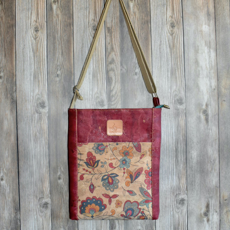Thumbnail: Cork Leather Red Rose Gold Floral Crossbody