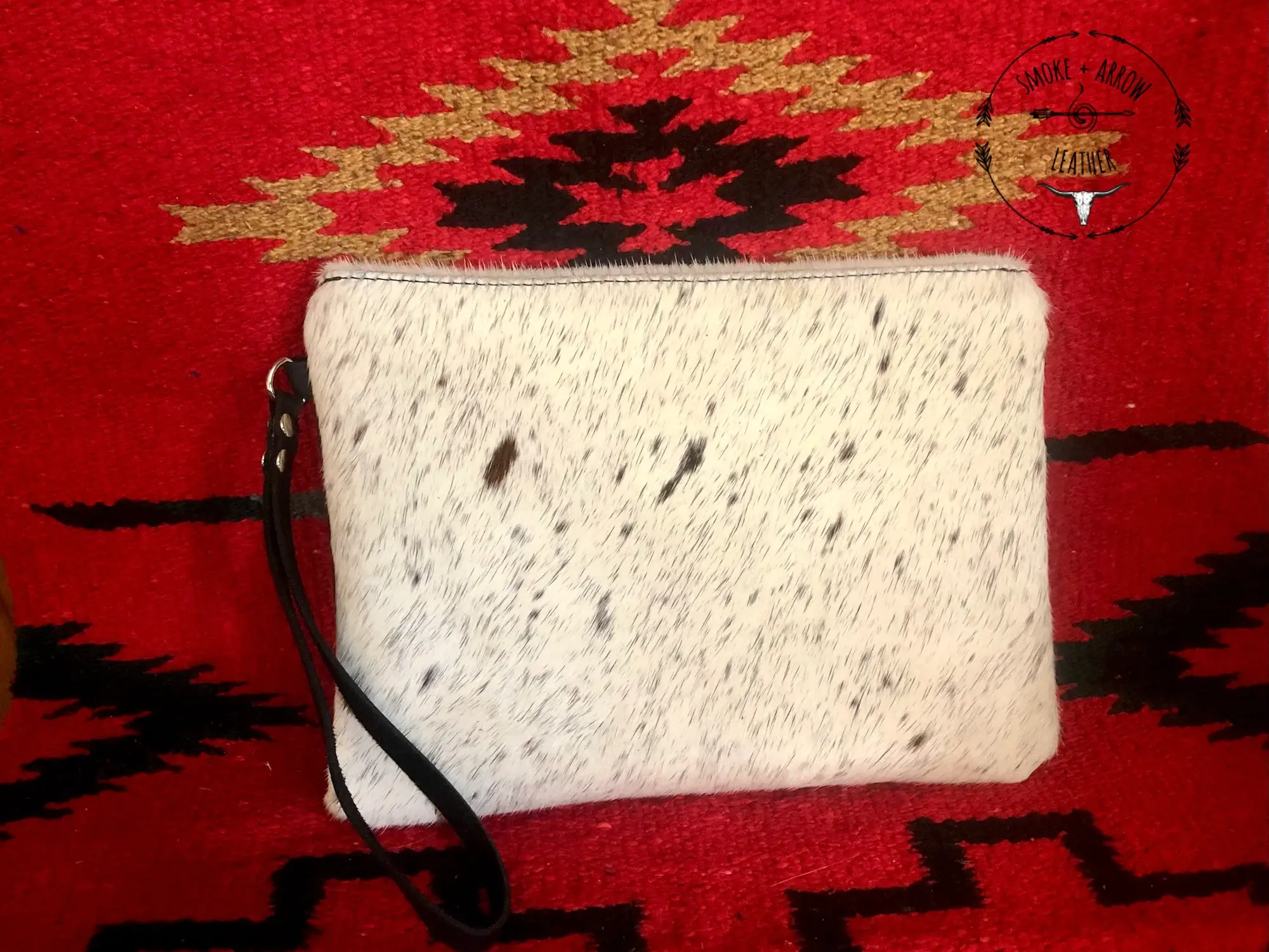 Rustic Hair on Hide Cowhide Wristlet  Pouch