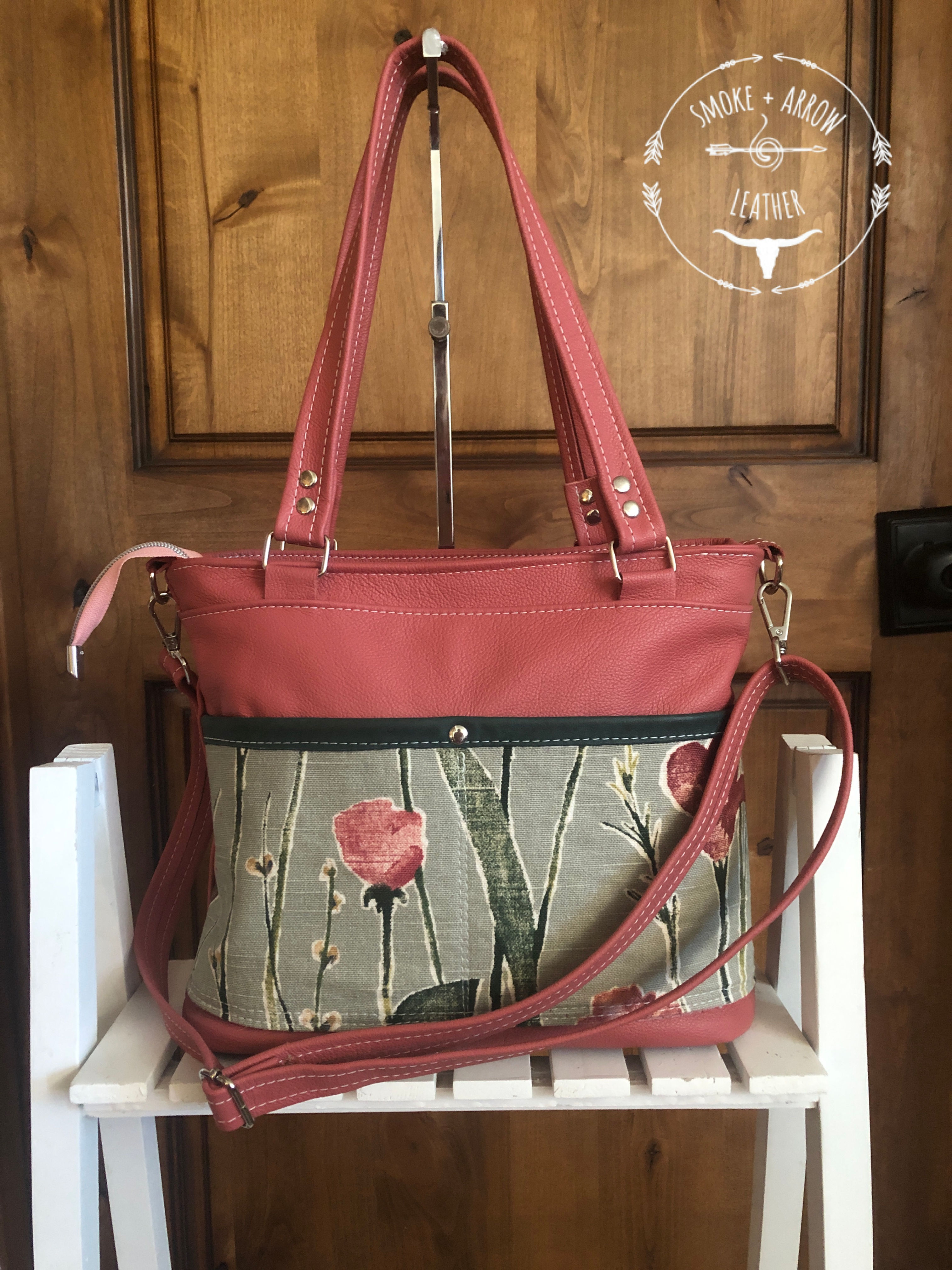 Rose Leather + Cotton Canvas Carry Tote