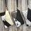 Thumbnail: Black and White Speckle Hair on Cowhide and Black Elk Hide Leather Wristlet