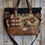 Thumbnail: Rustic Distressed Leather /Suede/Turkish Kilim Tapestry Fabric/ Four Pocket Tote