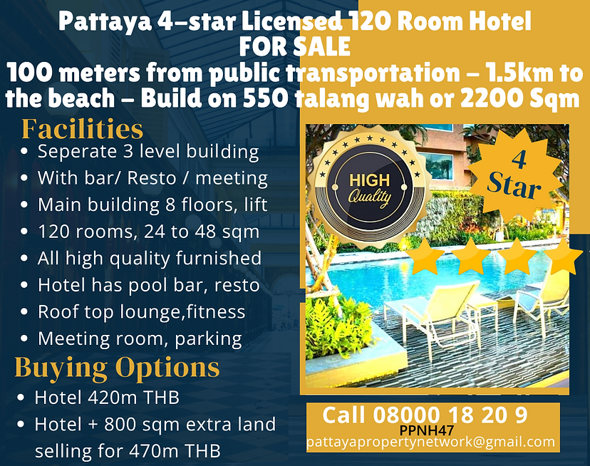Pattaya 4-star Licensed 120 Room Hotel Sale with land.png