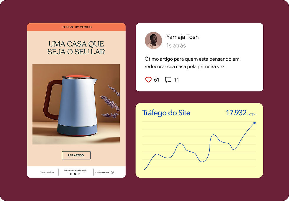 Um post nas redes sociais sobre um artigo, um comentário e um gráfico mostrando aumento no tráfego.