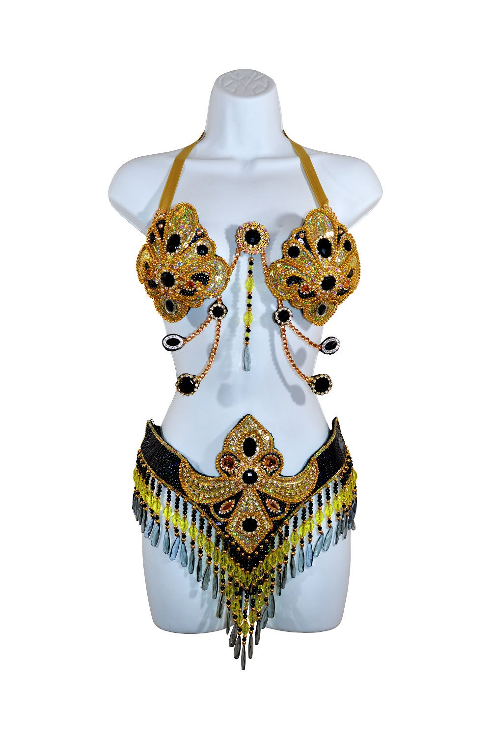 Samba Bra bikini brazilian set Black/Gold dance carnival costume custom made