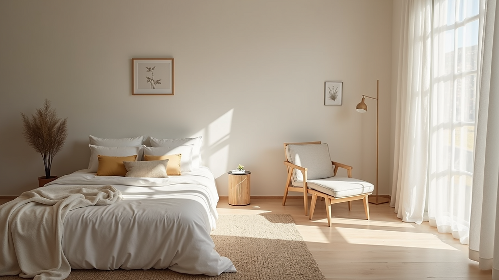 High angle view of a pristine and inviting Airbnb bedroom setup