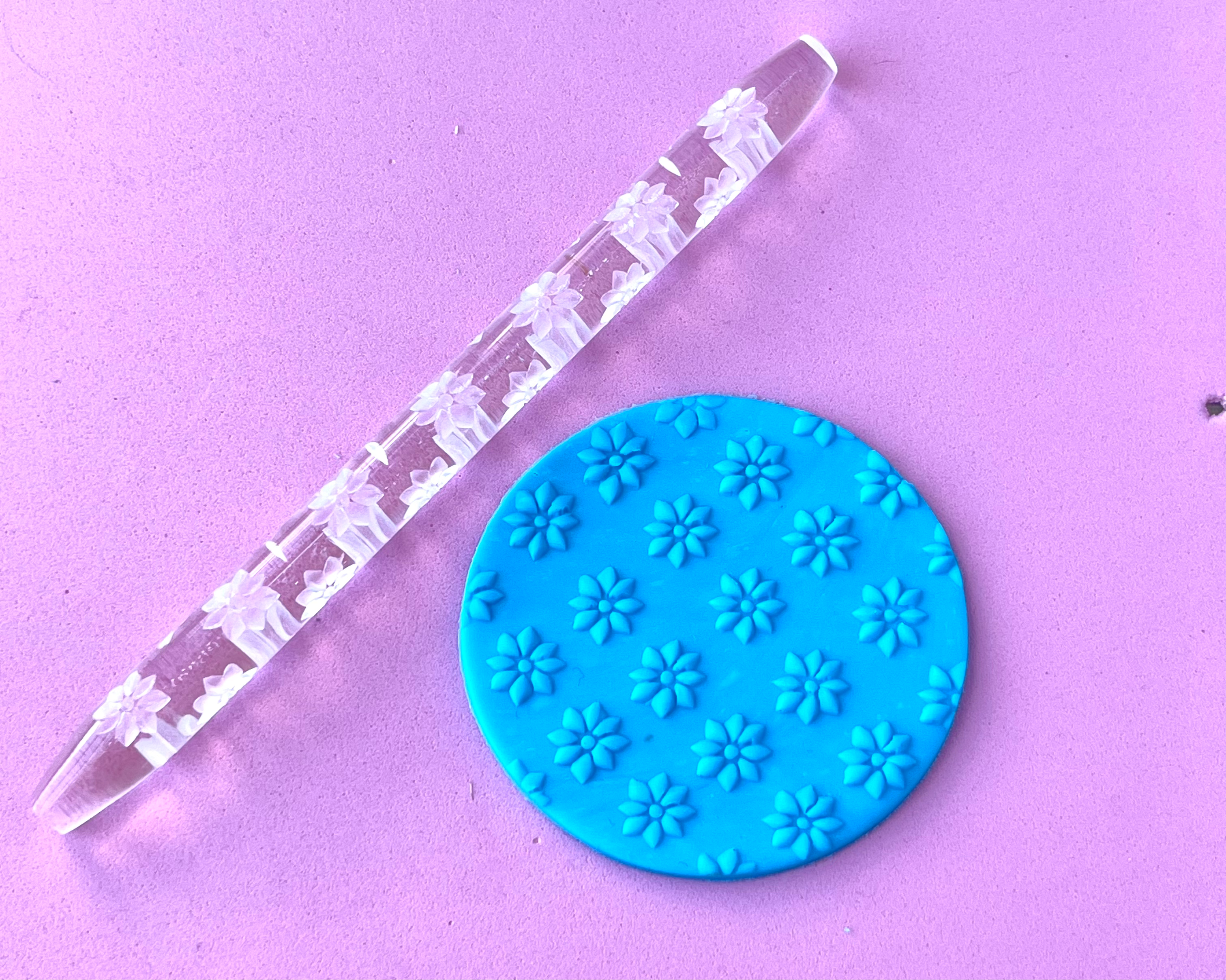 Acrylic textured flowers rolling pin Tool
