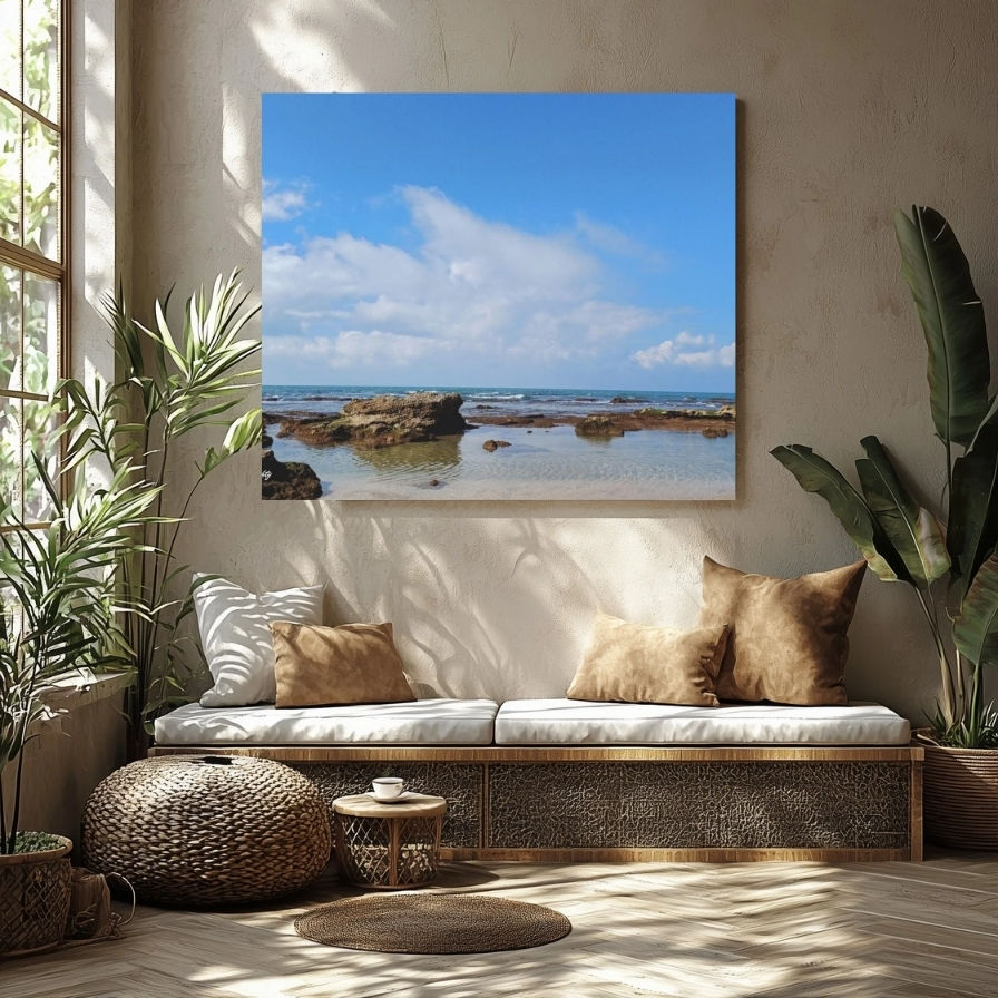Thumbnail: Immersive Nature Scenery Wall Art Canvas with Stunning Sea and Rocks Photography