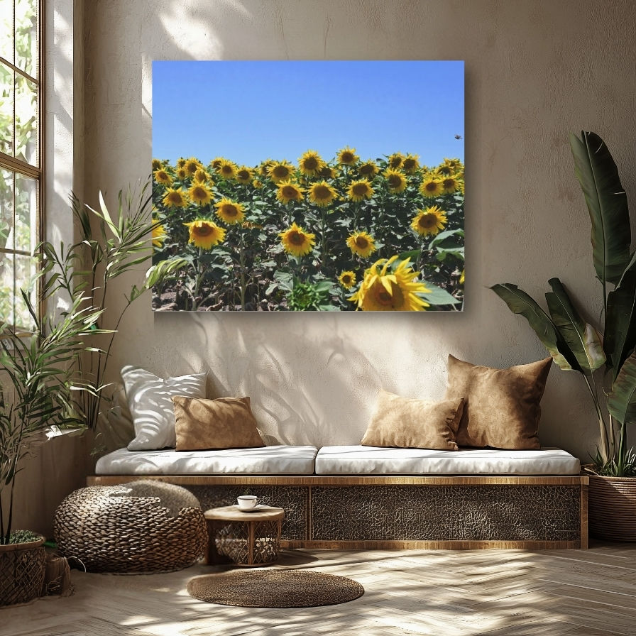 Thumbnail: Canvas with Stunning Sunflowers Field Photo Wall Art for Flower Lovers