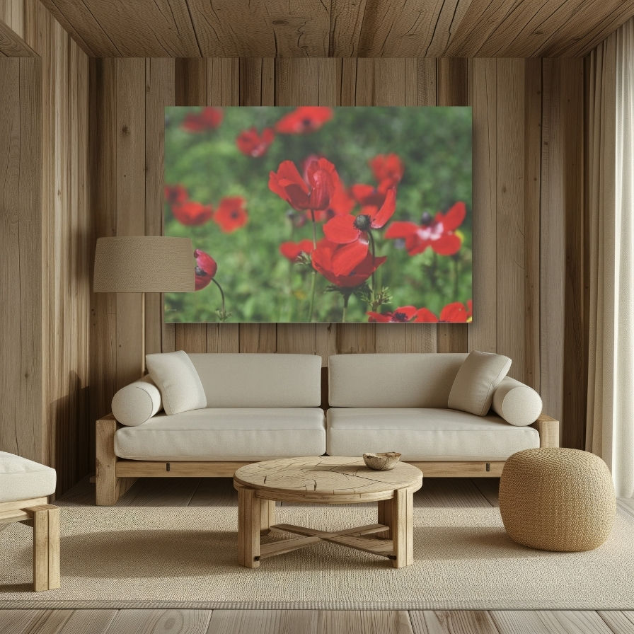 Thumbnail: Stylish Red Anemone Flowers Photo Canvas: A Stylish Choice for Nature Lovers