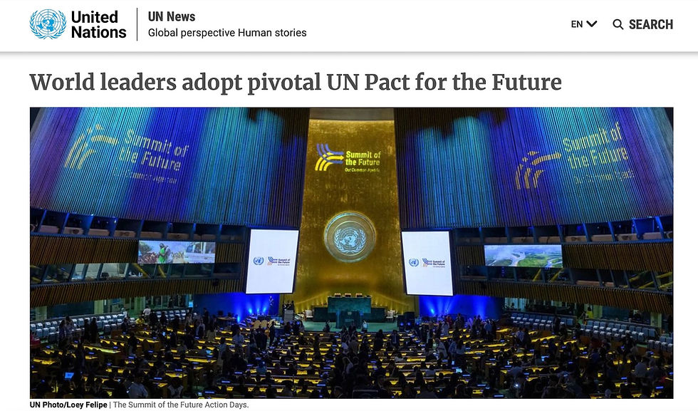 World leaders adopt pivotal UN Pact for the Future. United Nations Affairs, 22 September 2024. Portal with UN Photo by Loey Felipe, The Summit of the Future Action Days.