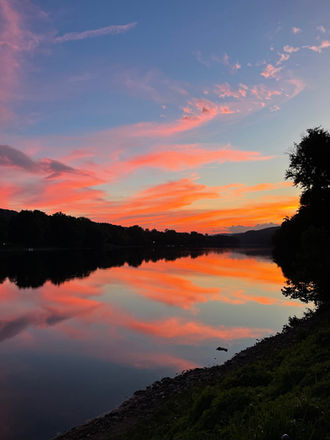 Milford Borough Sunset orange, yellow and blue